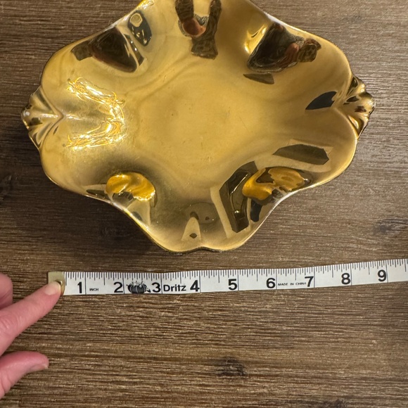 Vintage Royal Winton Grimwades Gold Luster Dish Trinket Tray Candy Bowl England - Picture 5 of 5